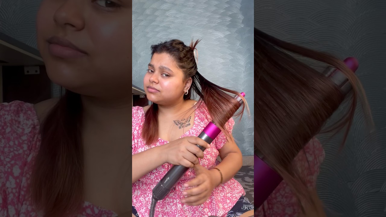 Trying Dyson Airwrap for the 1st time 🤯 | Nahi ho paaya😭 #dyson #hairstyle #youtubeshorts #explore