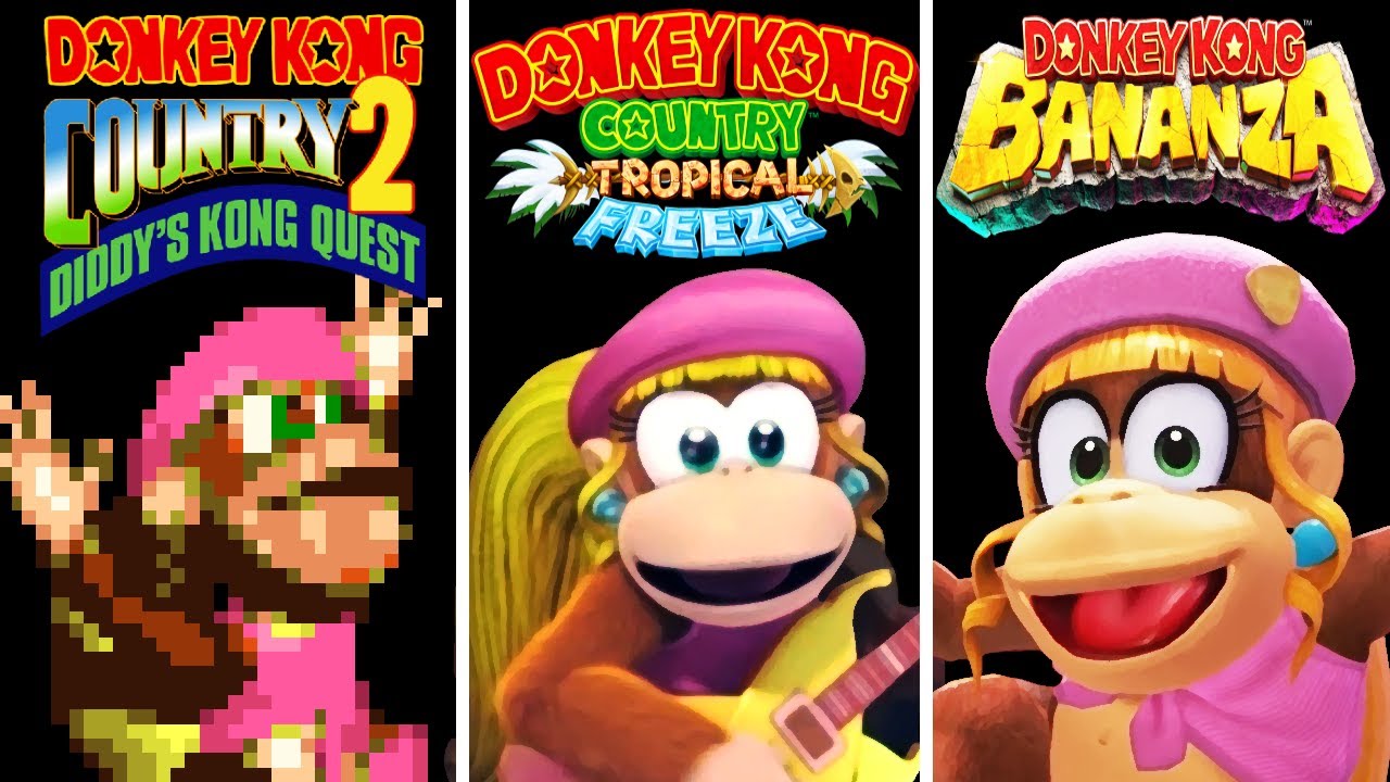 Evolution of Dixie Kong in Donkey Kong Games (1995-2025)