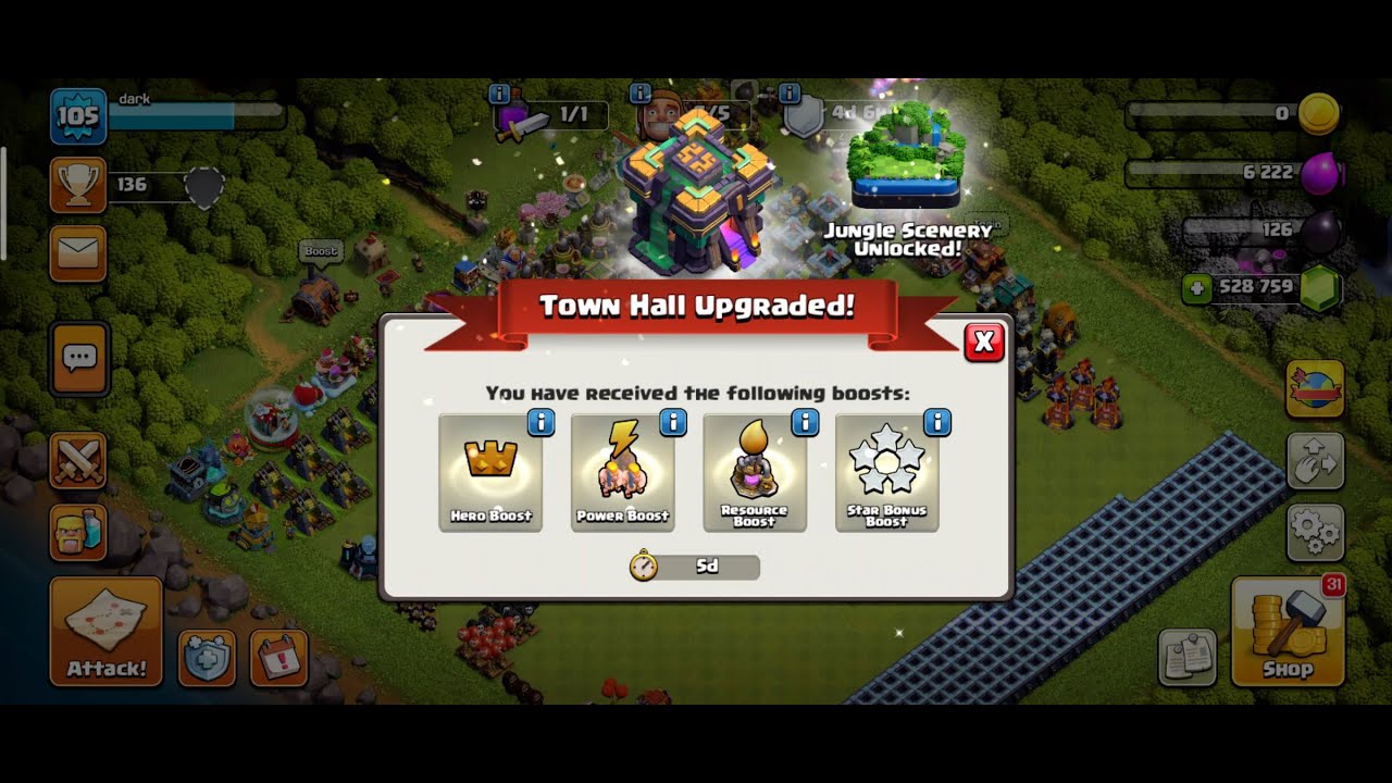 game play only gems || Town hall (14) max ||