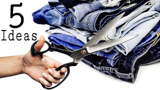 5 DIY RECYCLE PROJECTS FROM OLD JEANS ♻️ Recycling Of Old Jeans #recycle