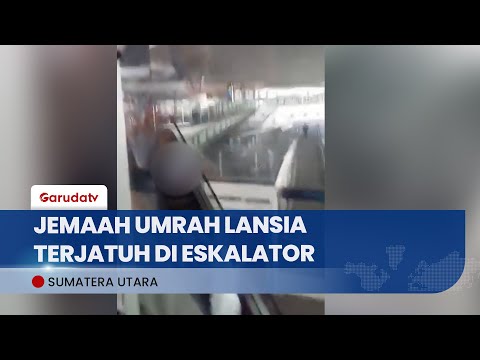 Detik-Detik Jemaah Umrah Lansia Terjatuh di Eskalator Bandara Kualanamu