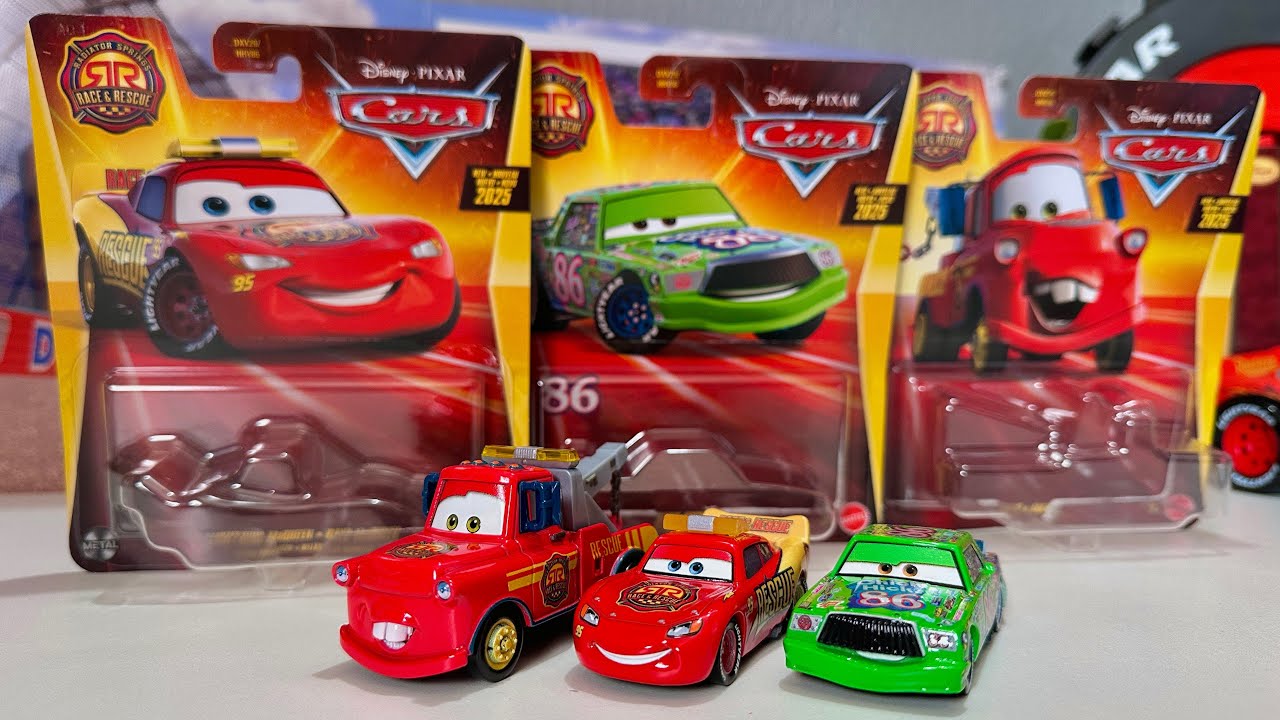 2025 Disney Cars Race & Rescue Case V Highlights Unboxing & Review — McQueen, Mater, & Chick Hicks