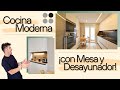 Cocina EN PARALELO Madera y Blanca CON MESA CJR