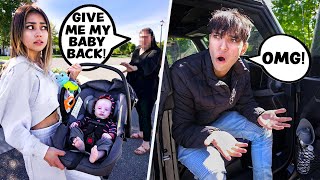 STEALING A WOMANS BABY IN FRONT OF MY FIANCÉ PRANK! *HE GOES CRAZY*