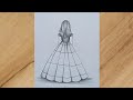 How to draw a girl with beautiful dress very easy|drawing video for beginners|pencil drawing|sketch