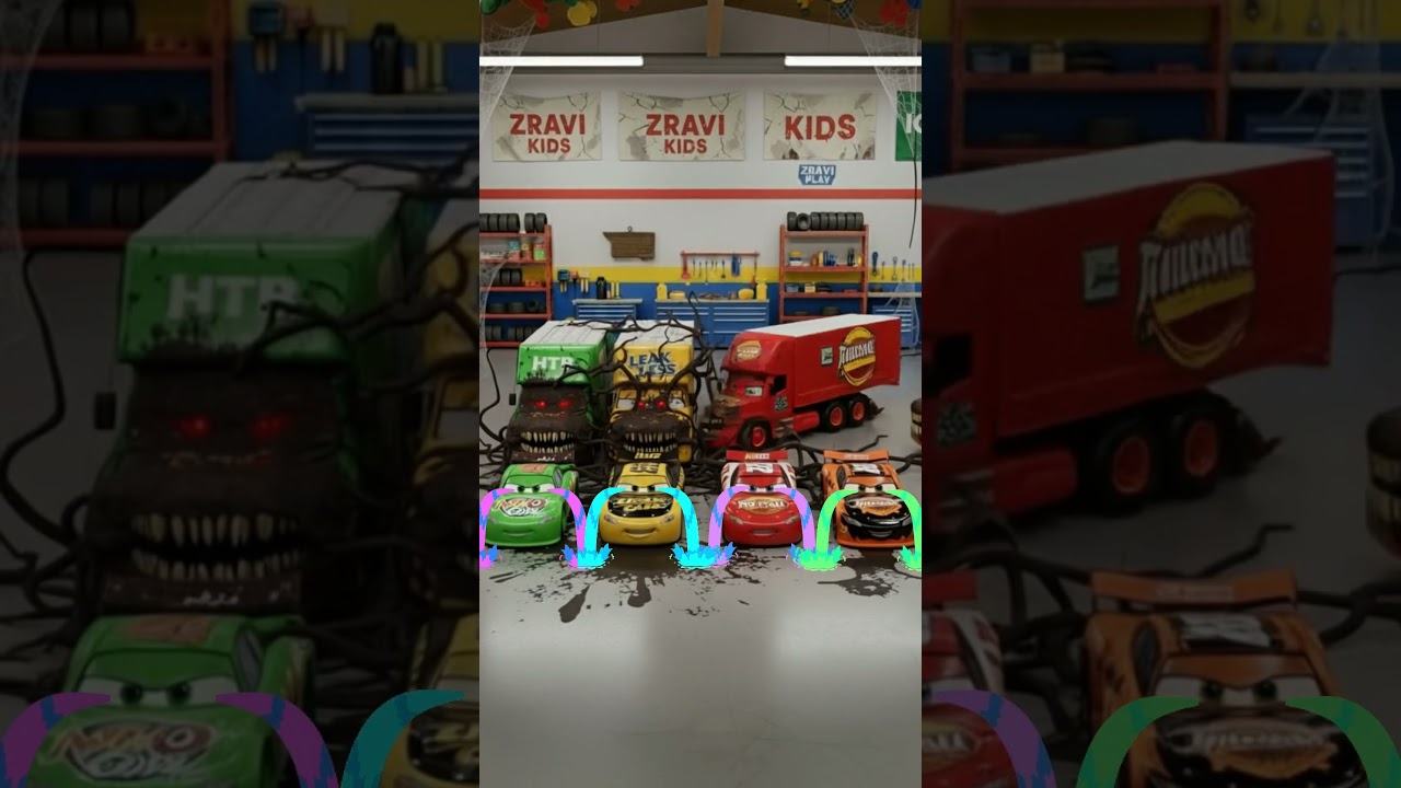 Pixar Cars | Horror McQueen, Johnny Blamer with Truck Container 