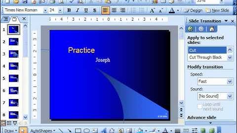PowerPoint 2003 Tutorial Adding Slide Transition Animation 2003 & XP Microsoft Training Lesson 17.1