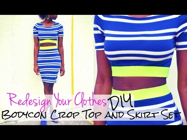 DIY Bodycon Crop Top and Skirt Set-(RYC) 3