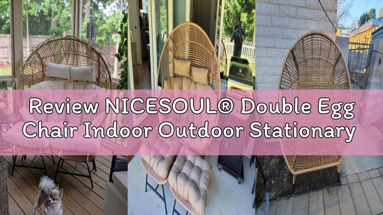 Review NICESOUL® Double Egg Chair Indoor Outdoor Stationary Oversized Thicken Padded Cushions,2 Pers