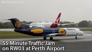 55 Minute Traffic Jam On RW03 - Non-Stop Aircraft Action at Perth Airport.