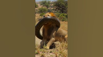 Lion vs Giant Python | Brutal Fight for Survival in the Savanna #snake #shorts  #lion