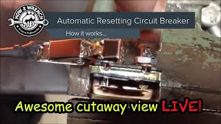 How a resetting circuit works! Inside cut away of the breaker actually tripping