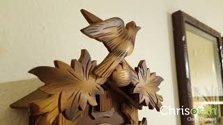 Quick video showing a close up shot of the pendulum, bird and face of a German Made, Black Forest cuckoo clock. Includes sound 