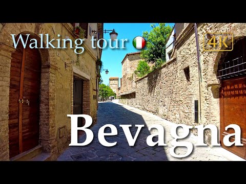 Bevagna (Umbria), Italy【Walking Tour】History in Subtitles - 4K