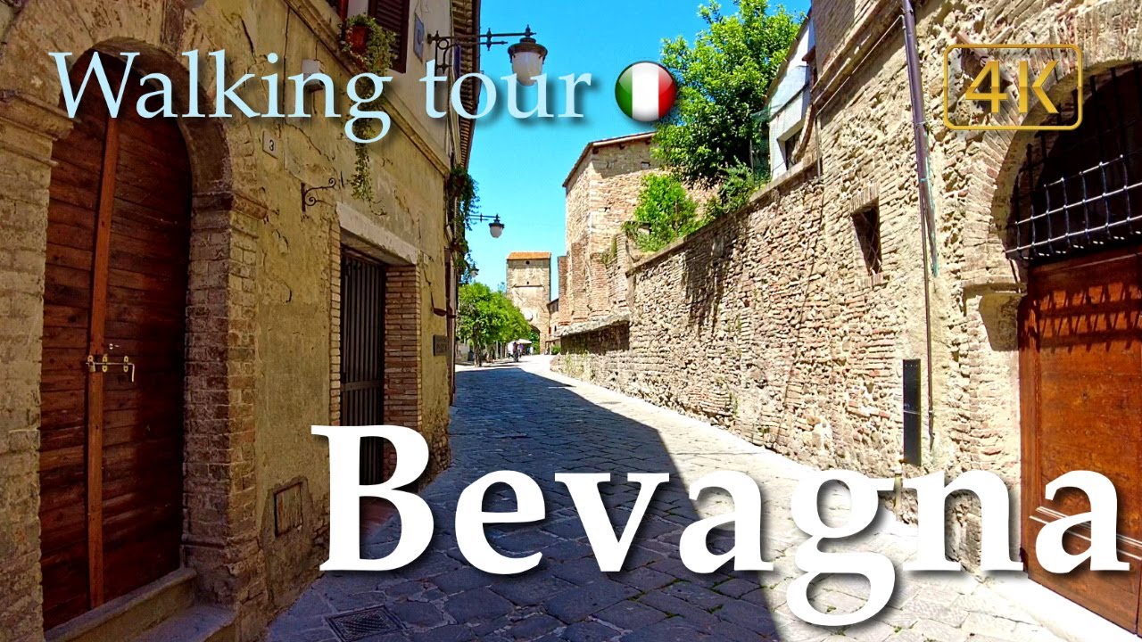 Bevagna (Umbria), Italy【Walking Tour】History in Subtitles - 4K
