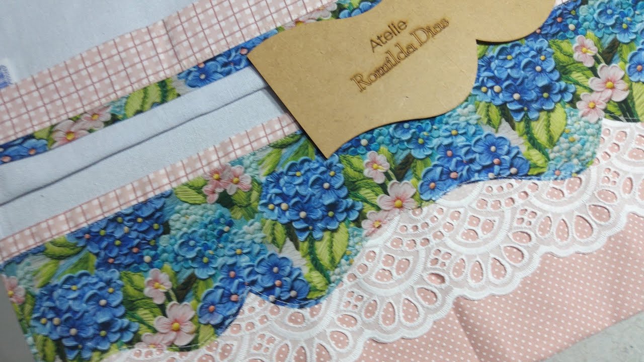 Como fazer Pano de prato Hortênsia com régua de barrado