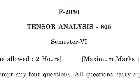 Tensor analysis final exam /2020/Punjabi University /Bsc maths and computing/