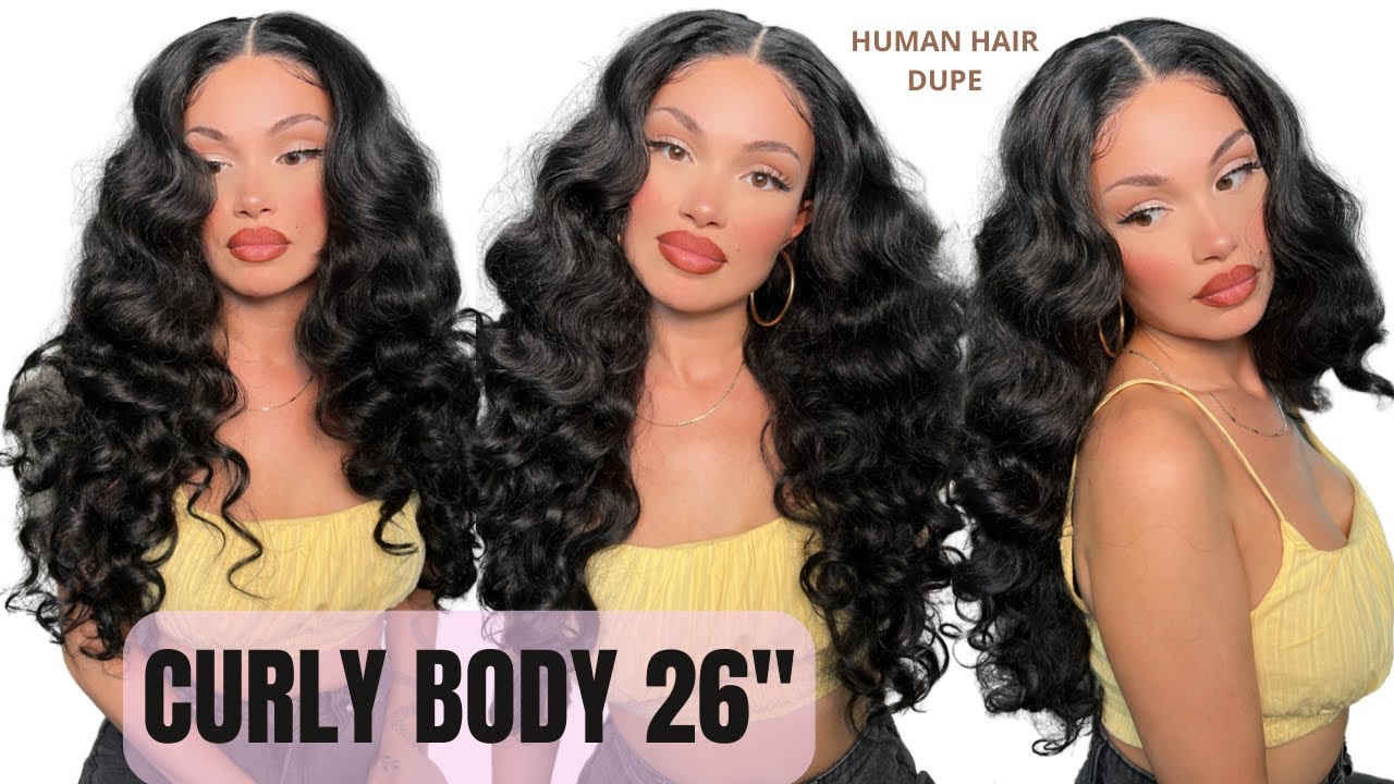 🔥 CURLY BODY 26 WIG | 🔥 SENSATIONNEL BUTTA LACE HUMAN HAIR BLEND WIG