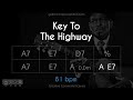 Key to the highway in a  81 bpm  blues backing track