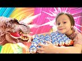 Открываем киндеры kinder joy infinimix  Никита и рукозавр Митя