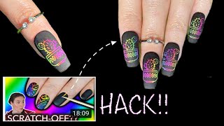 Rainbow Scratch Off Hack Nails (stress relieving nail art search)