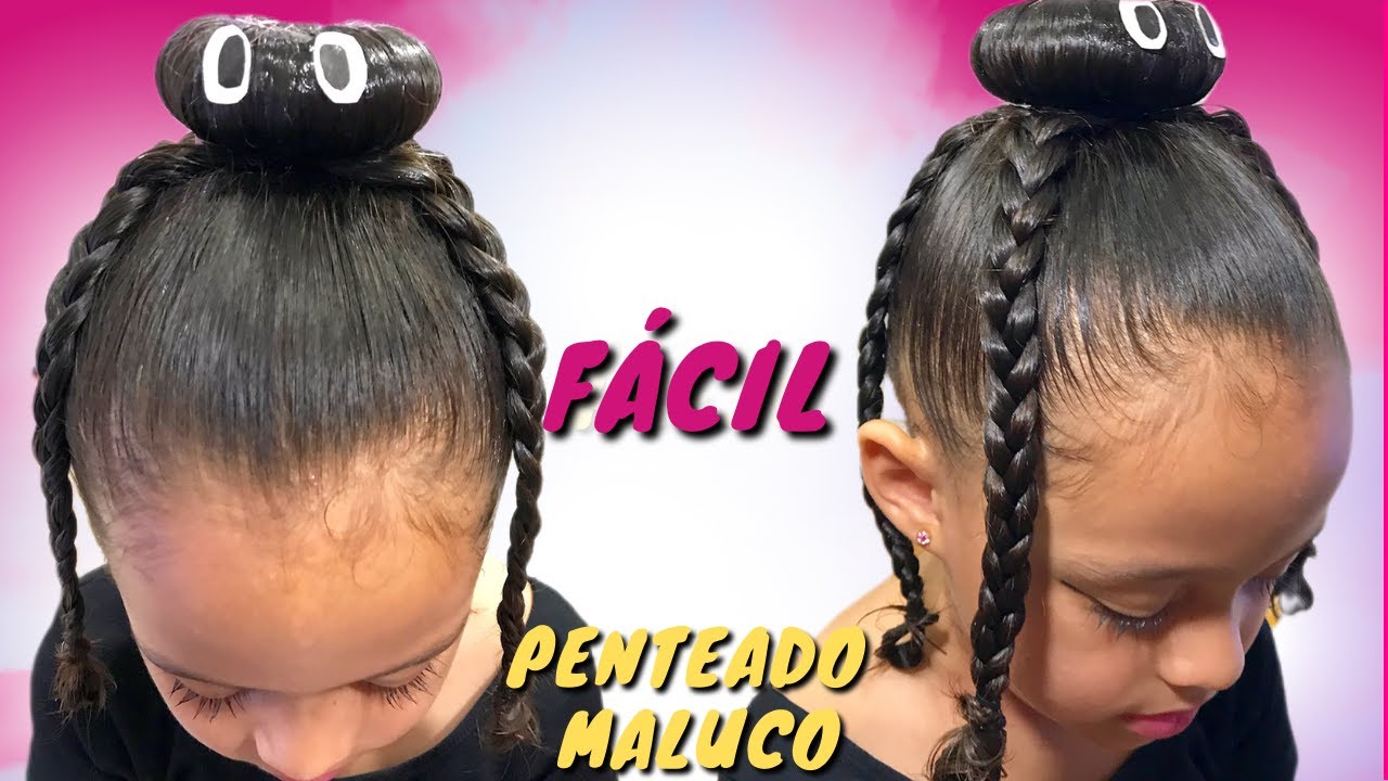 Penteado infantil com coque, fácil ❤️ #penteado