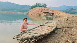 Boat building, boat building, bamboo house making on the water, wild life - farm life