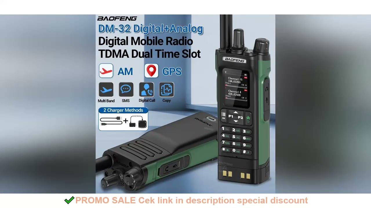 Baofeng DMR DM-32 Digital Walkie Talkie GPS Dual Mode Analog TDMA Dual Time Slot AM FM APRS Digital