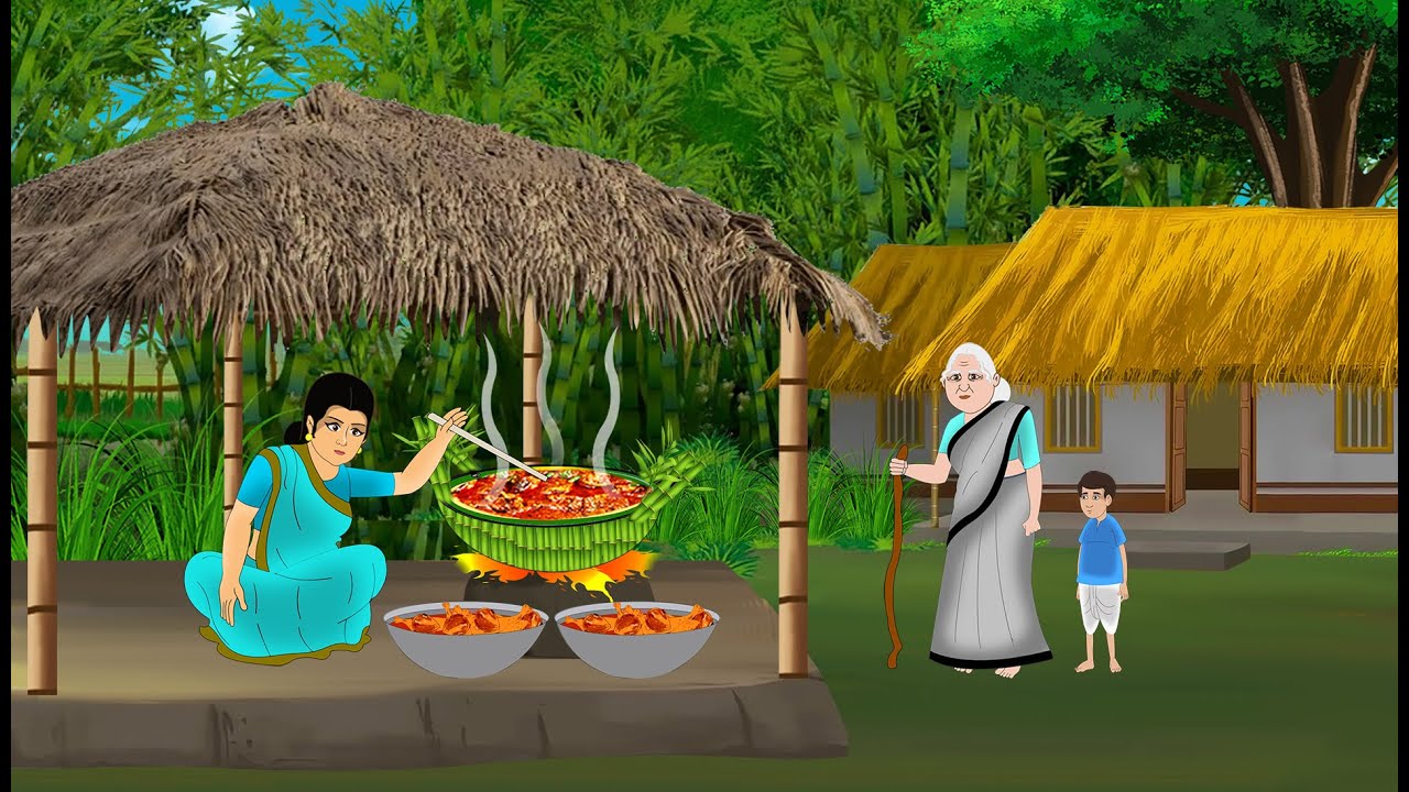 ससुराल में बांस की कढ़ाई में मांस पकाना | Hindi Story | Hindi Kahani | Moral Stories | cartoon story