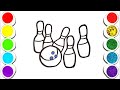 Skittles and bowling ball Drawing,Painting and Coloring for Kids, Toddlers  Easy Drawing