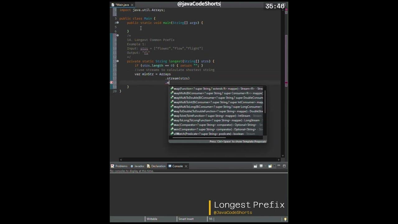 0032 Longest Common Prefix in #java #algorithm #programming #coding # ...