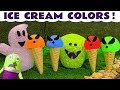 Funny Funlings Learn Colors with Spooky Ghost Play Doh Ice Cream Game