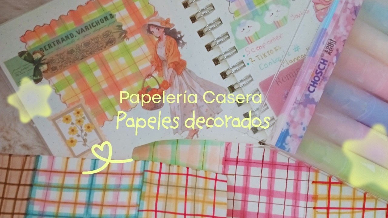 PAPEL DECORADO Bonito y Facil | Papelería Casera HERMOSA  #papeleria #marcatexto #acrilicos #plumas