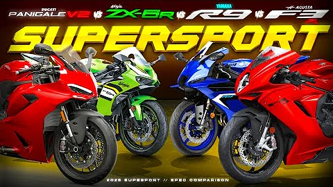 Yamaha R9 vs Ninja ZX-6R vs Ducati Panigale V2 vs MV Agusta F3R  ┃ Supersports Showdown!!