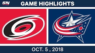 NHL Highlights | Hurricanes vs. Blue Jackets - Oct. 5, 2018
