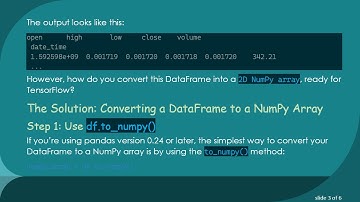 How to Convert a DataFrame into a 2D NumPy Array for TensorFlow Use