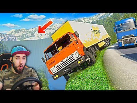 КУПИЛ НОВЫЙ КАМАЗ И СРАЗУ ПЕРЕВЕРНУЛСЯ - СУРОВЫЕ ДОРОГИ - ETS 2 МОДЫ - EURO TRUCK SIMULATOR 2 + РУЛЬ