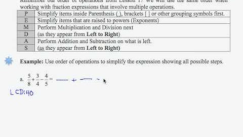 SWL3E16a: Basic Arithmetic - Order of Operations with Fractions