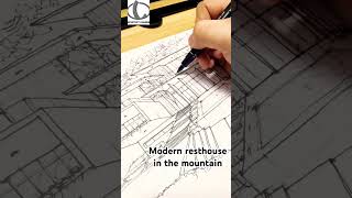 A modern resthouse in the mountain.#everyone #architecture #designsketch #architect#highlights
