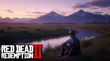 Relaxing RDR2 Ambience | River, Sunset & Mountains