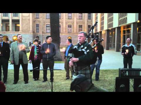 Giffords Arizona State Capitol Vigil - Amazing Grace on Bagpipes and First Speaker