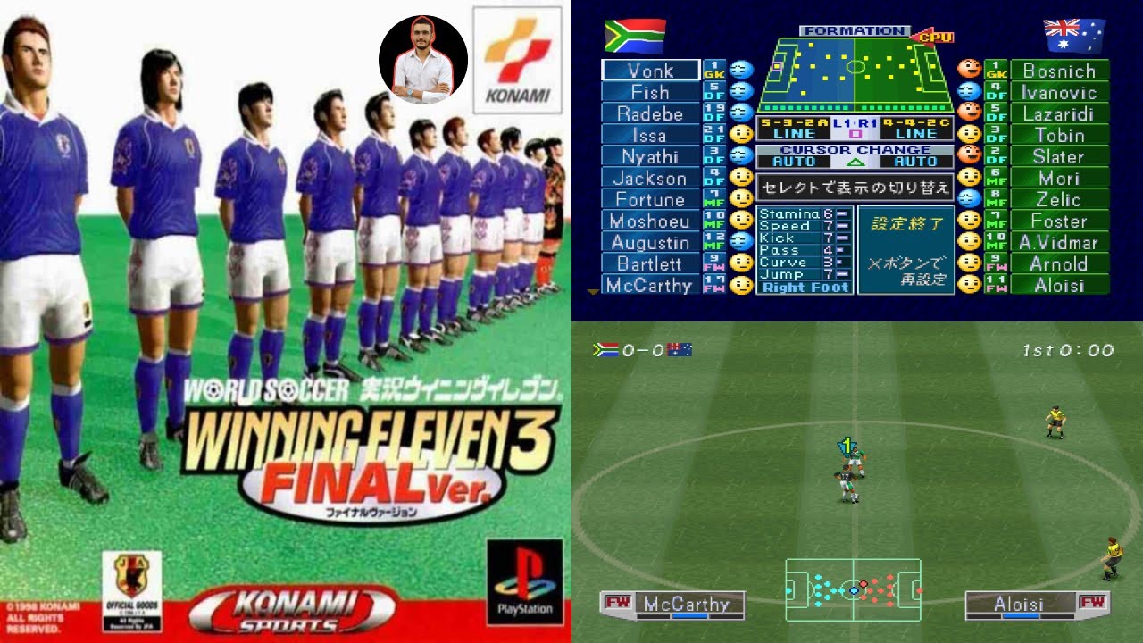 South Africa vs Australia–Winning Eleven 3 Final Version (English)-HARD Gameplay PS1 (PlayStation 1)