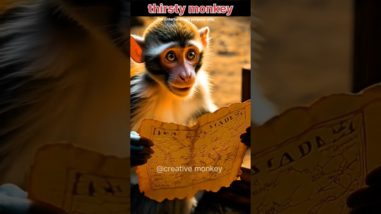 thirsty monkey #shorts #ai video #ai story # ai monkey video# creative monkey #luckey monkey #sad