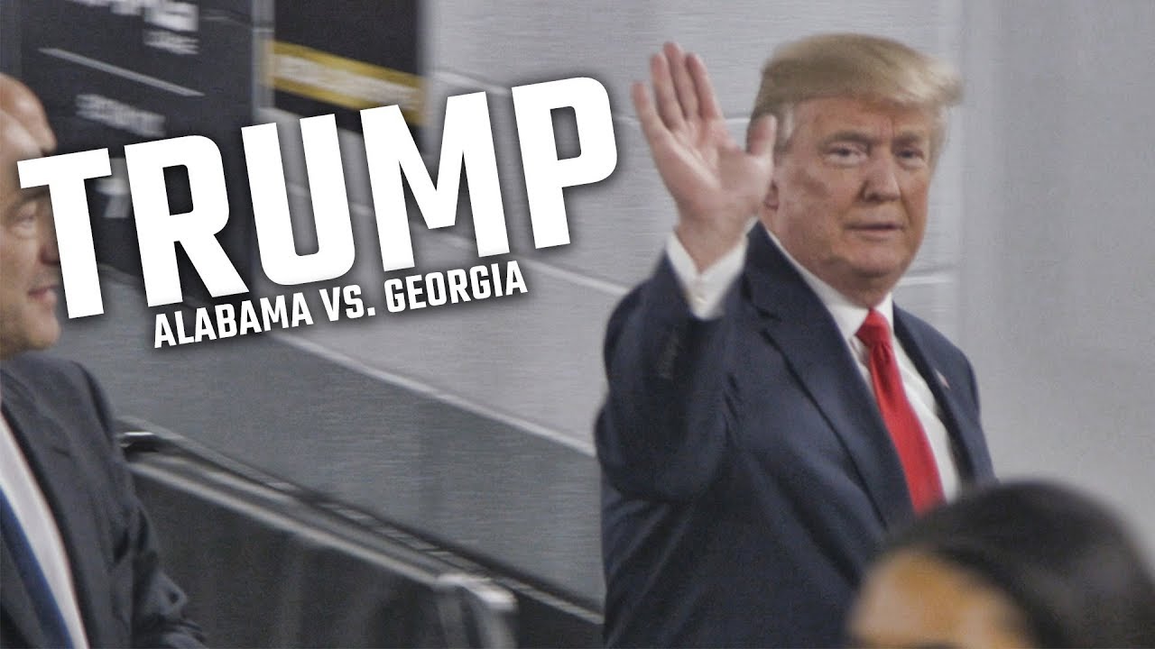 President Donald Trump arrives for National Championship Game as Alabama takes on YouTube