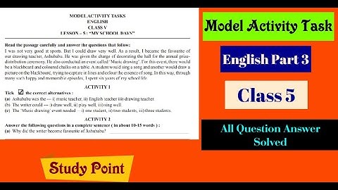 Class 5 ||| Model Activity Task||||  English |||| Part 3