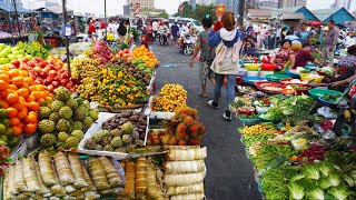 Amazing Cambodian food market scenes, massive Cambodian food tour