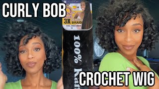 Hair Tutorial: Making This Curly Bob Crochet Wig Using 1 Pack of Braid Hair!
