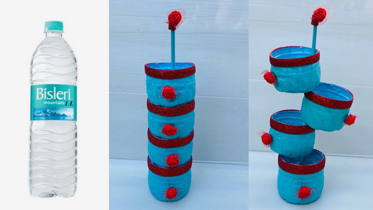 Mineral water bottle craft / Plastic bottle art / DIY / Best out ...