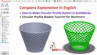 How to Make Circular Profile Basket in SolidWorks | Circular Profile Basket Tutorial for Beginners