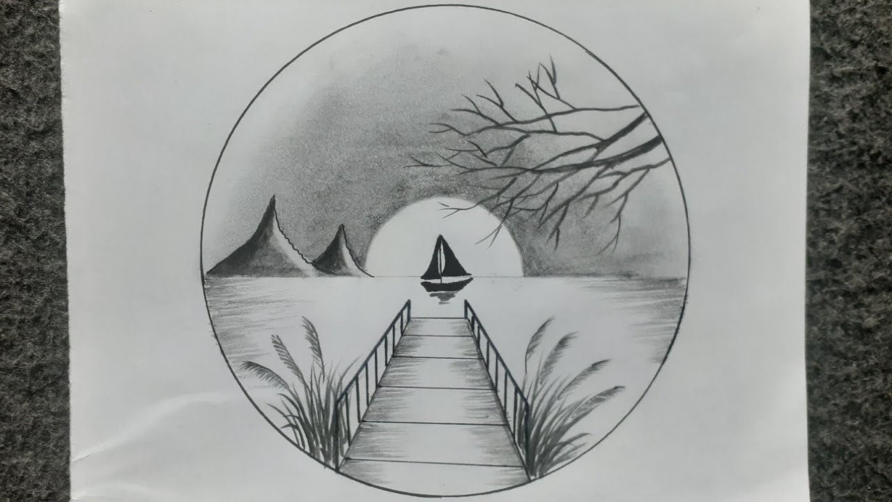 Circle scenery drawing /Very easy drawing for beginners /How to draw ...